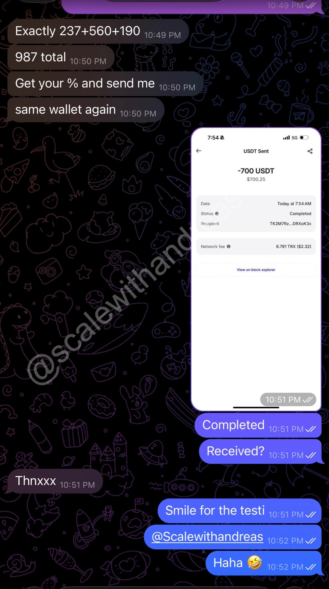 Anonymous client testimonial screenshot