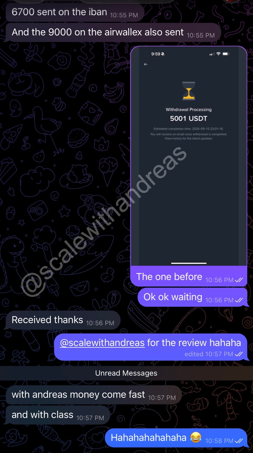 Anonymous client testimonial screenshot