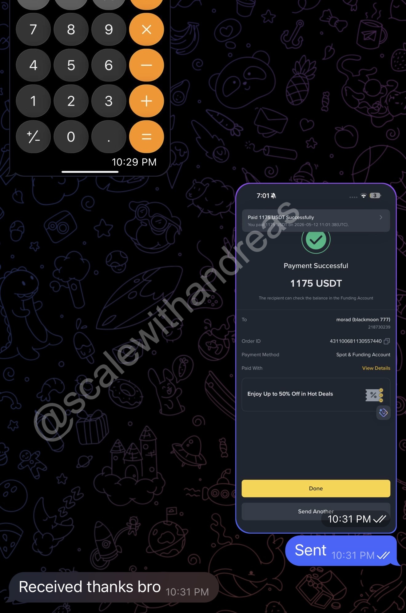 Anonymous client testimonial screenshot